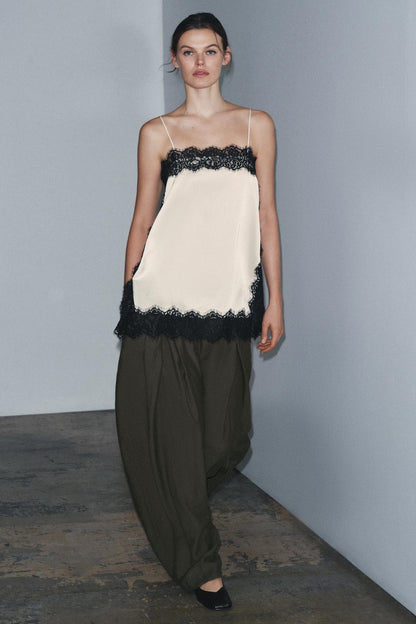 LORAYA - Top Satiné Dentelle