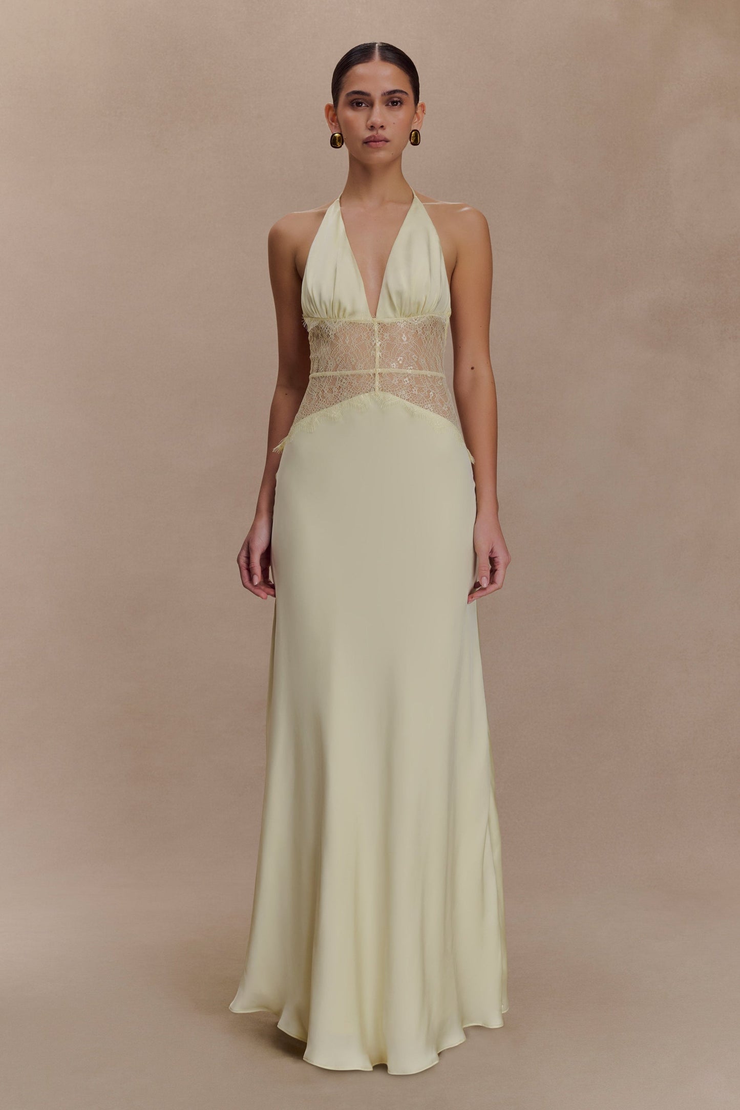 LORAYA - Robe longue en dentelle et satin