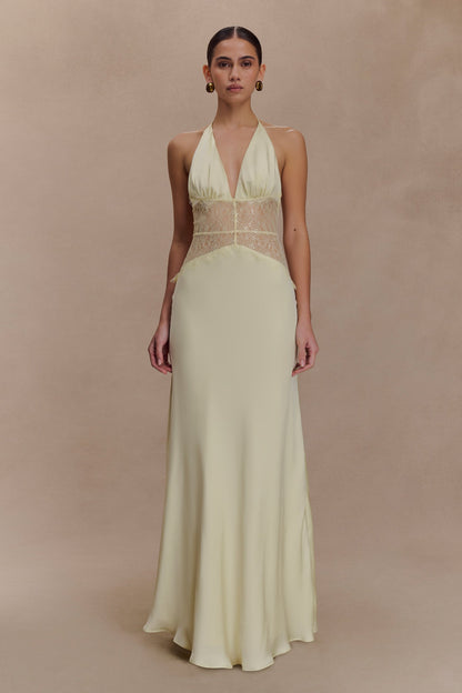 LORAYA - Robe longue en dentelle et satin
