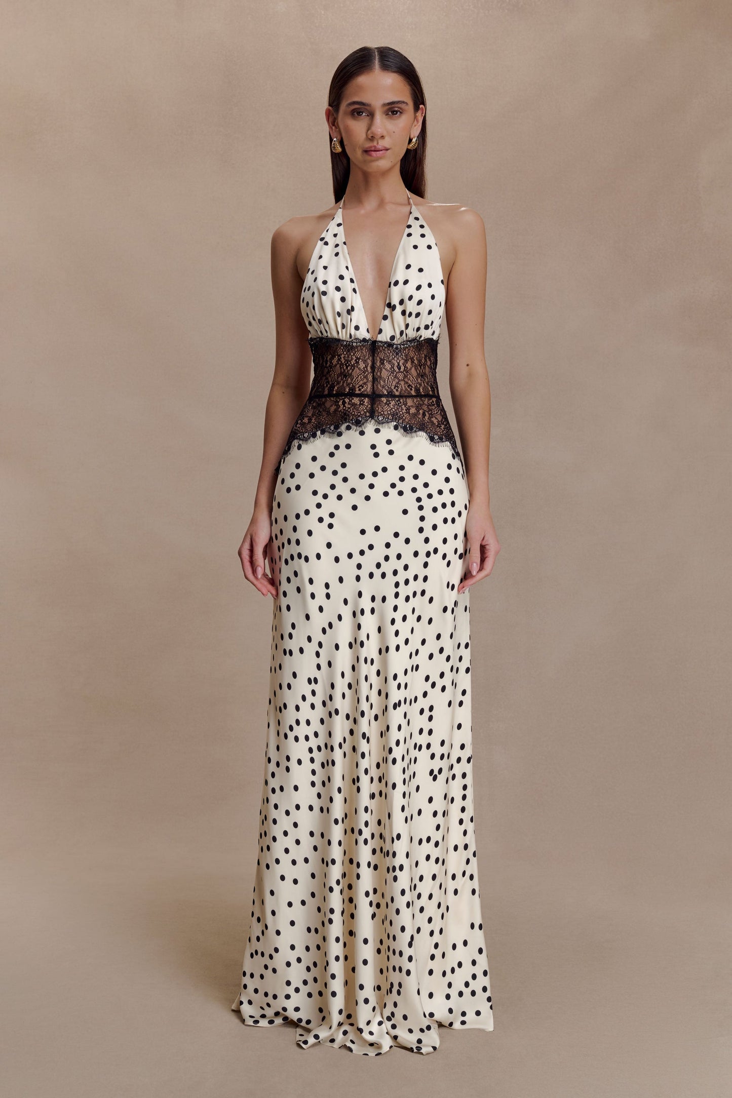 LORAYA - Robe longue en dentelle et satin