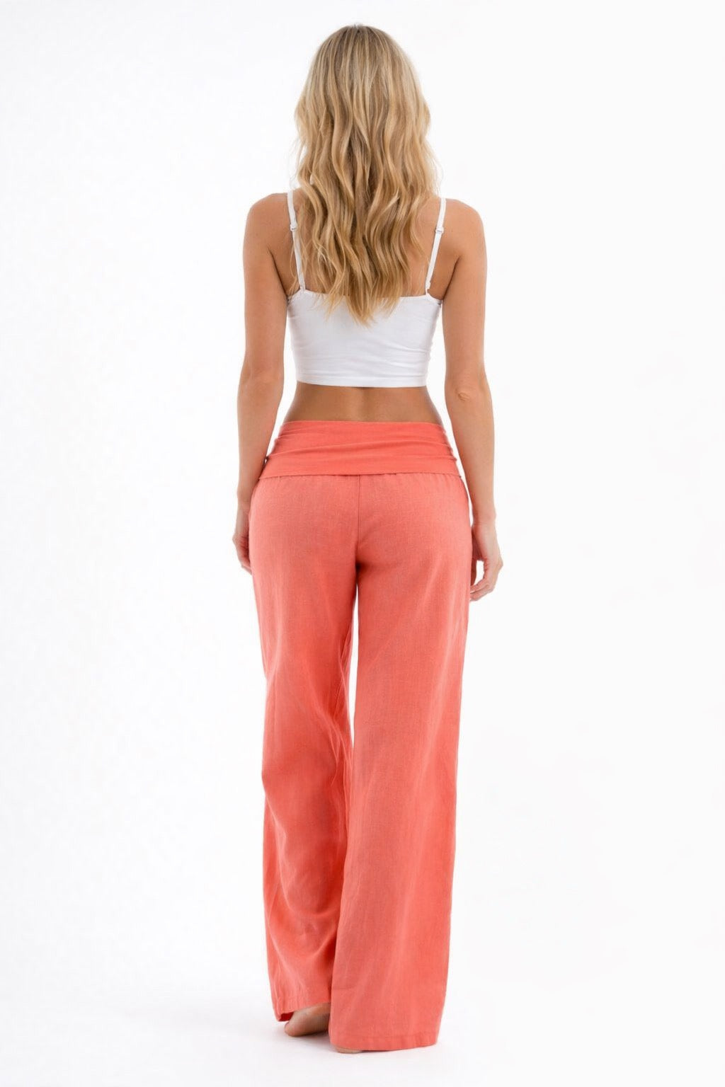 LORAYA - Coral foldover trousers