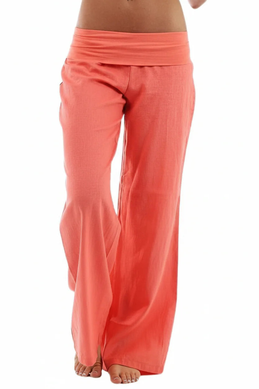 LORAYA - Coral foldover trousers